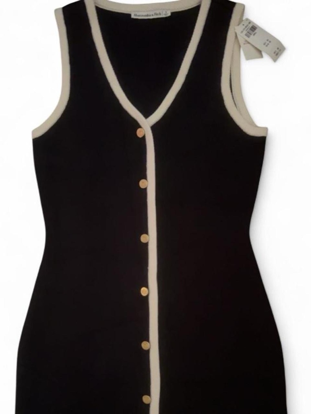 Abercrombie & Fitch NWT Black Contrast Trim Knit Mini Dress S